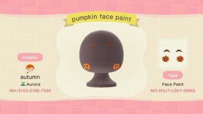 ACNH QR Codes Bidoof Crossing – autumnplaysacnh: Pumpkin face paint