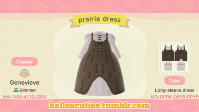 ACNH QR Simple prairie dress for all your cottagecore needs, enjoy!