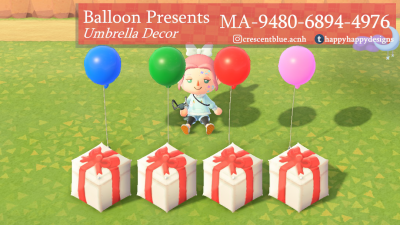 ACNH QR Codes happyhappydesigns:Balloon Present UmbrellasPlace a raffle…