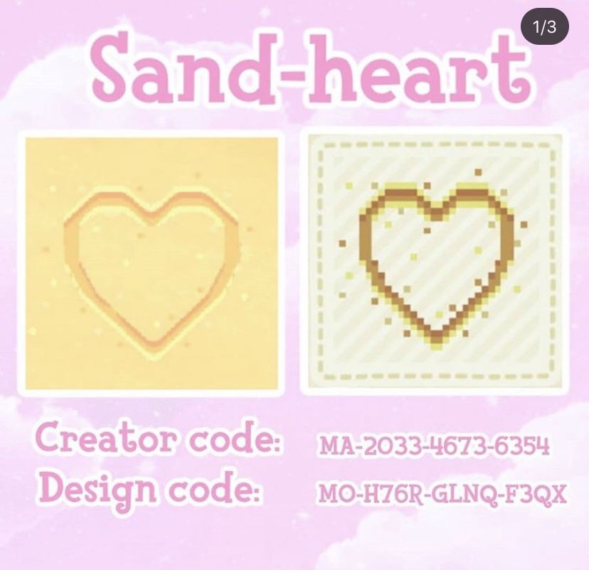 ACNH Codes Sand heart pattern by 26ezfreezy