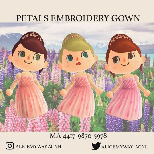 ACNH QR Codes petals embroidery gown ✿ by alicemywayacnh on ig