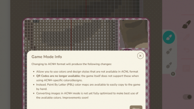 Animal Crossing: AC Pattern Tool to QR workaround