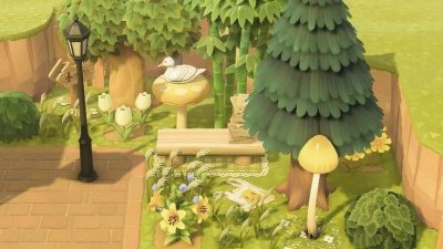 Animal Crossing: Found this image on pinterest – anyone know the code for the rug under the bench? It’s so cute💞