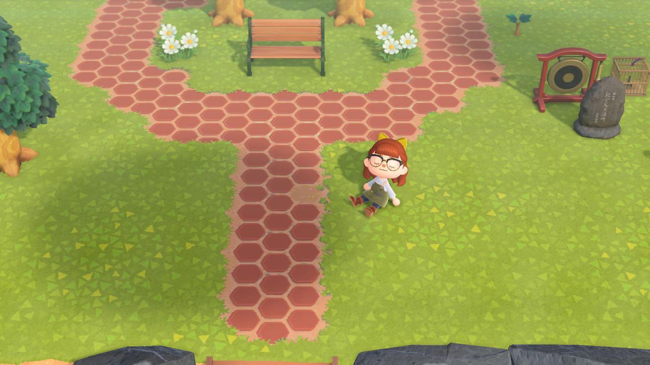 Animal Crossing Ive been working on a hexagonal brick path