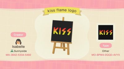 Animal Crossing: KISS fans flame version and a b/w version Also the last pic is how i used it 🎸