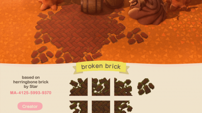 Animal Crossing: Made a worn brick path using Star’s ‘herringbone path’ as a template 🧱