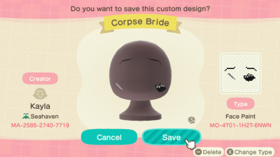 Animal Crossing: Made my first custom design right in time for Halloween🎃