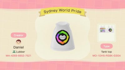 Animal Crossing: My attempt at the Sydney World Pride logo. 🏳️‍🌈🏳️‍⚧️🦘