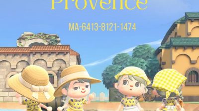 Animal Crossing: My friend Sarah got this lovely dress from the French Provençal market, which looks perfect for her current Provence-inspired island Twin leaf! The commission is public so feel free to download it! 🍃
