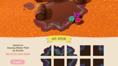 Animal Crossing: Oil slick path! For trash, factory, and automotive-themed islands 🛢🫠