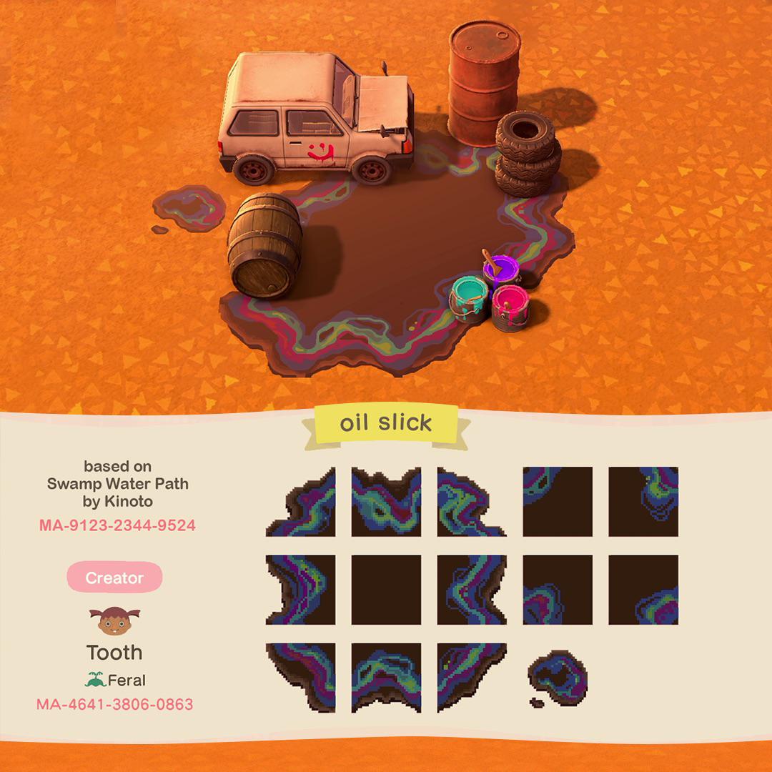 Animal Crossing Oil slick path For trash factory and automotive themed