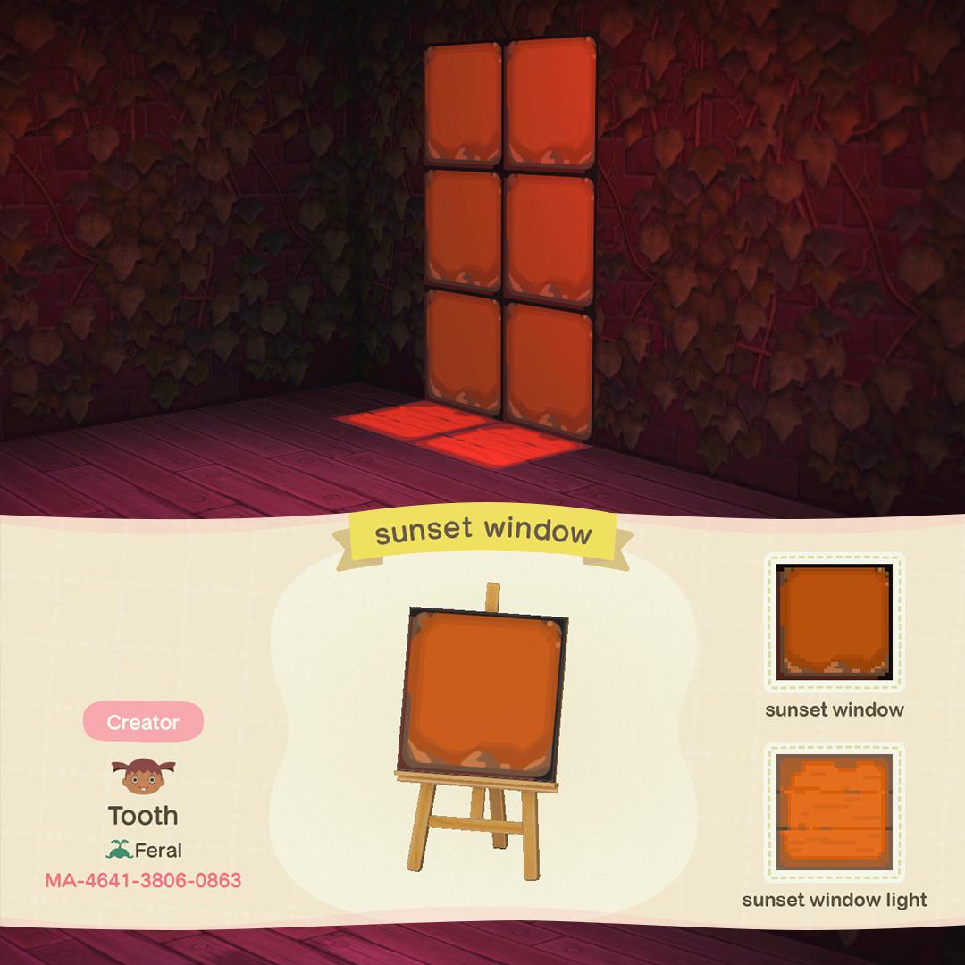 Animal Crossing Sunset window for moody indoor vibes with cast