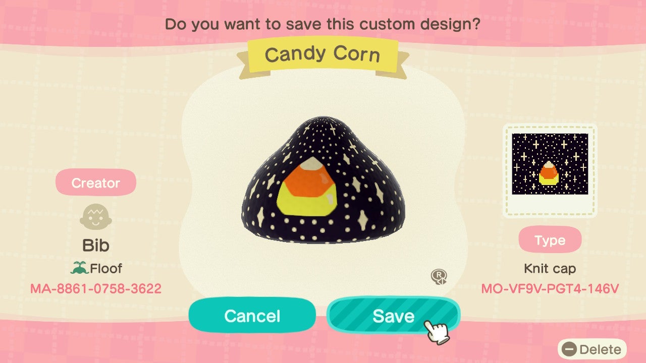 Animal Crossing candy corn beanie design 3 get spooky yall
