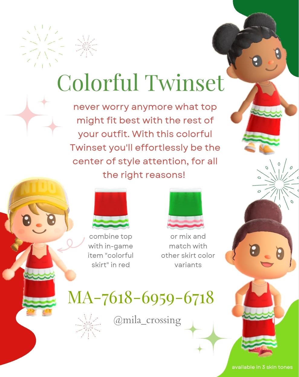 Animal Crossing colorful Twinset