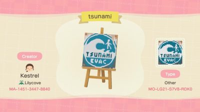 Animal Crossing: tsunami evacuation route sign