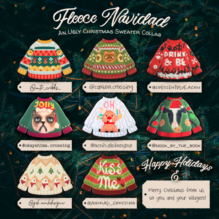 ACNH QR Codes happyhappydesigns:Fleece Navidad – An Ugly Christmas Sweater…