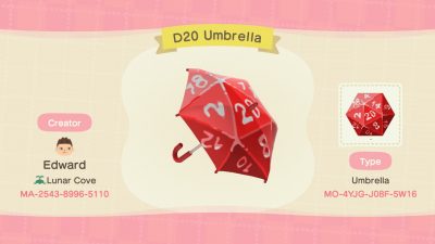 ACNH QR Codes its-voxid:What’s up my DnD bitches, I made a D20 Umbrella for…