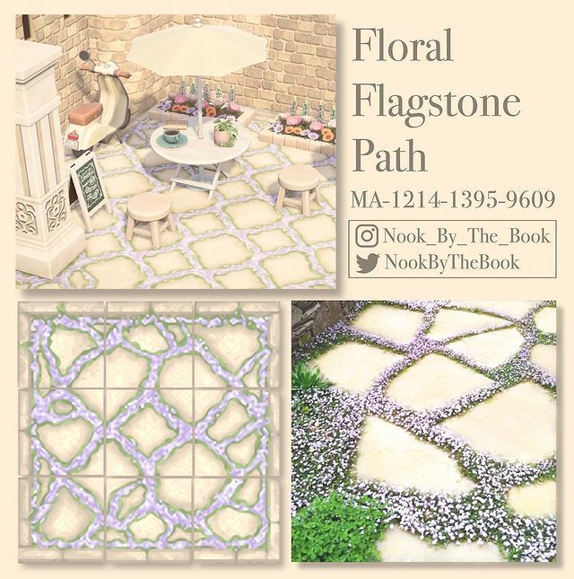 ACNH QR Codes floral flagstone path ✿ by nook_by_the_book on ig