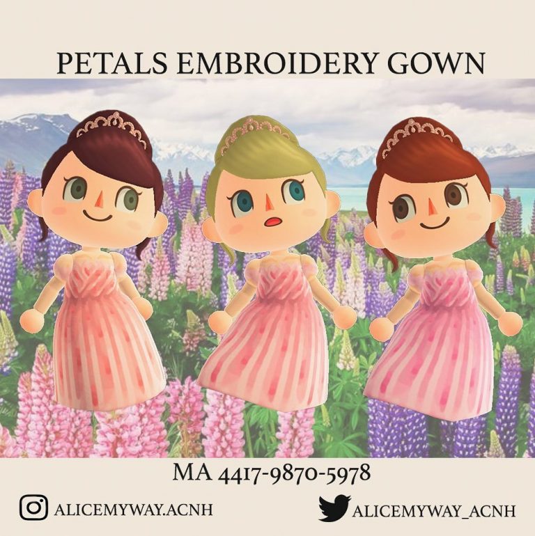 ACNH QR Codes petals embroidery gown ✿ by alicemyway.acnh on ig