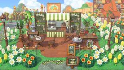 ACNH Codes ACNH Cafe Design Ideas & Codes – Animal Crossing New Horizons Coffee Shop Stall, Menu, Floor & Sign Designs by  michellelamx