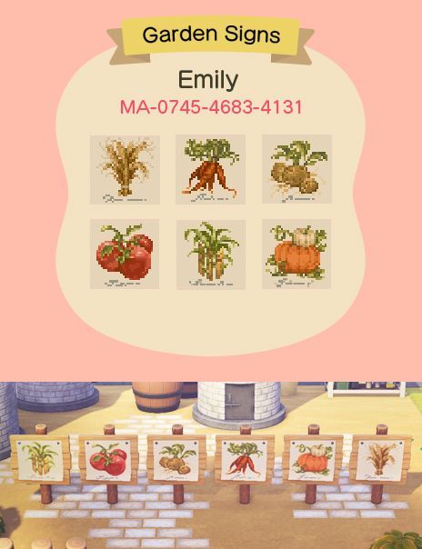 ACNH Codes ACNH Update 2.0 Veggie Garden Signs by  lizzygregor09