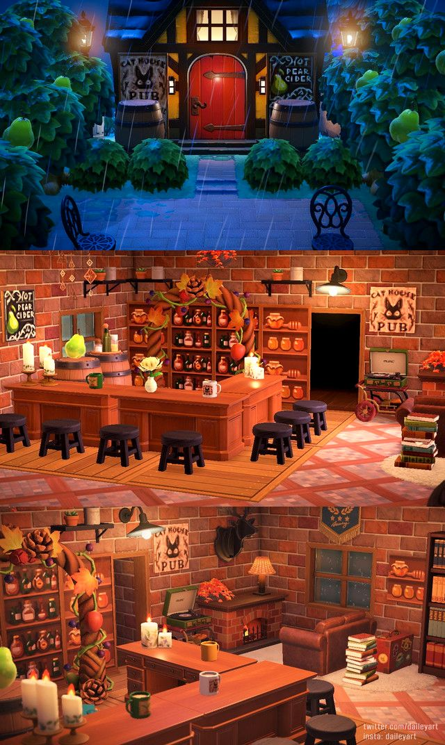 ACNH Codes Animal Crossing Design Spotlight: The Cat House Pub by  emmalong2