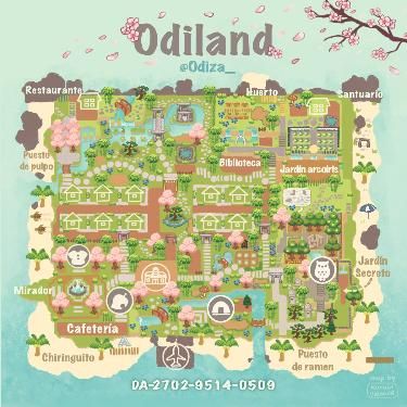 MAPA ODILAND. Código de sueño, ACNH.