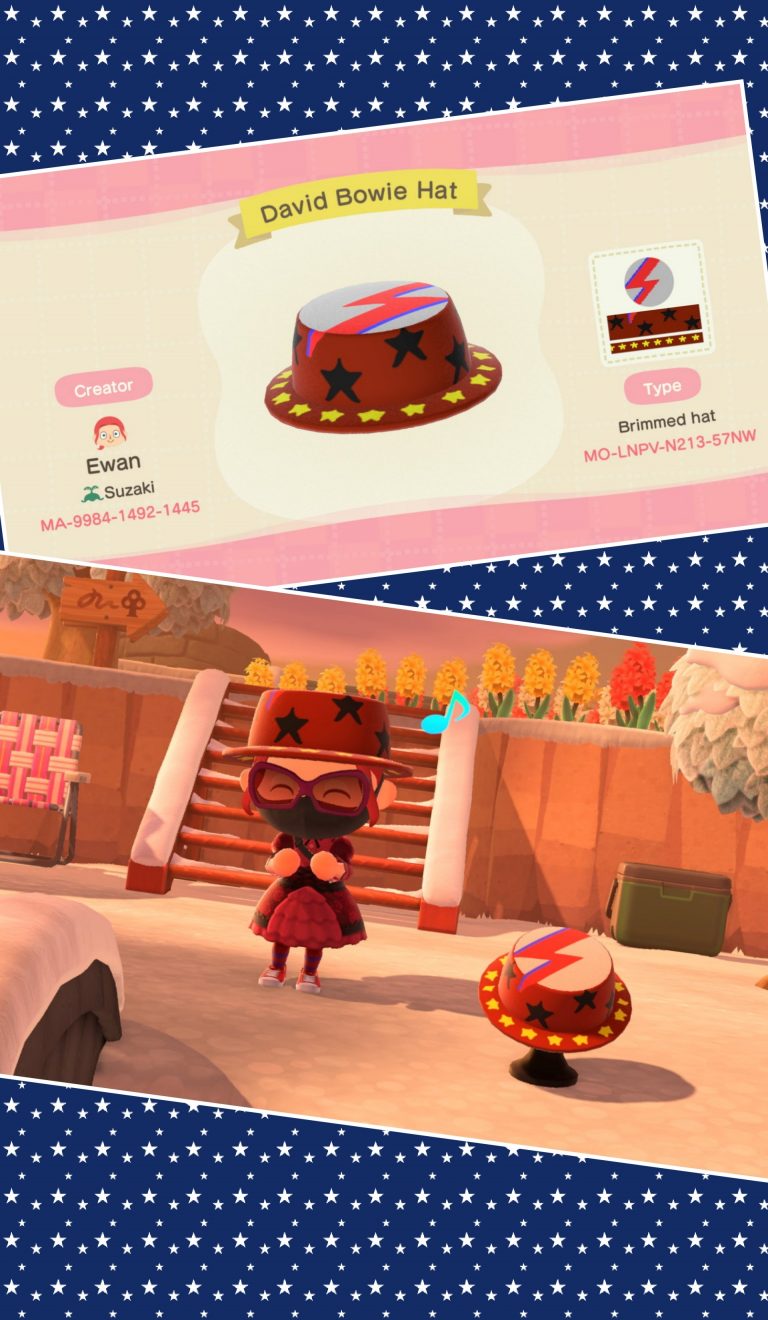 Animal Crossing: A David Bowie themed hat in honour of his birthday :)