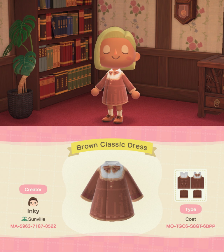 Animal Crossing: Brown Classic Dress (inspired by Pocket Camp)