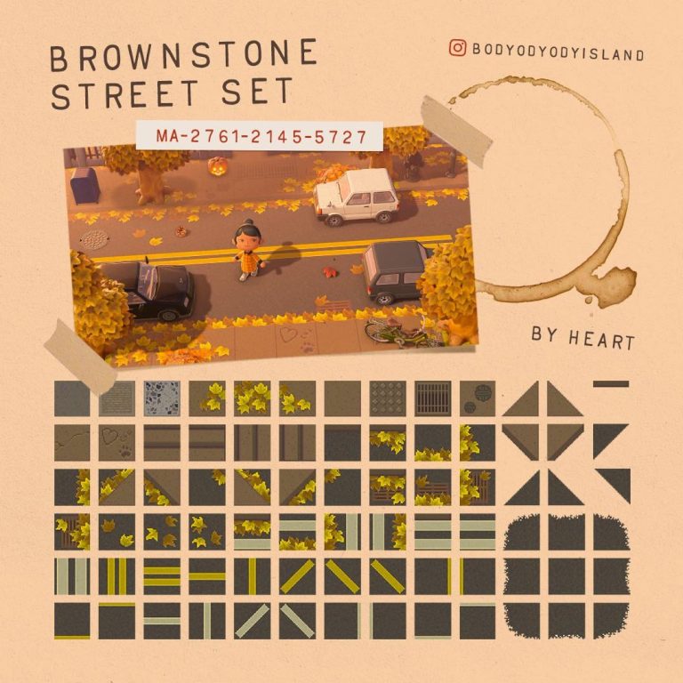 Animal Crossing: Brownstone Street Set. Leafy road codes inspired by autumn in Brooklyn 🍂