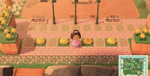 Animal Crossing: Code for the grassy stones and the pink rosebud path pls!