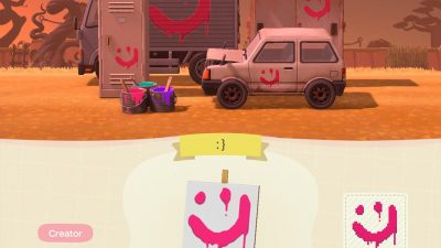 Animal Crossing: Drippy hot pink smiley 🫠💅 matches paint cans + spray can (w/ sable pattern)