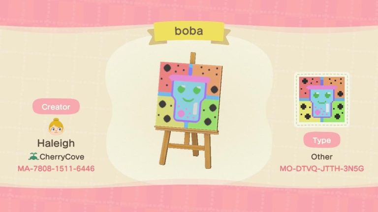 Animal Crossing: I made a custom design for my boba stand on my rainbow themed island :-)