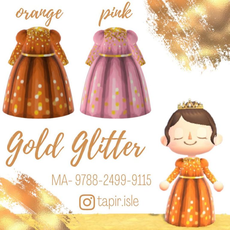 Animal Crossing: I made some gold glitter dresses! ✨