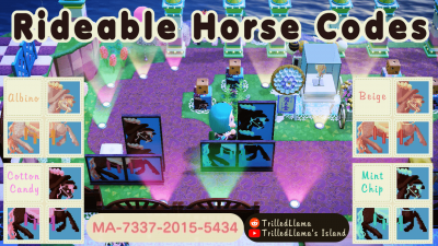 Animal Crossing: I’ve been pondering the idea of a horse you can sit on in the game since I reset my island a few months ago. This is what I came up with. Feel free to use on your own islands.