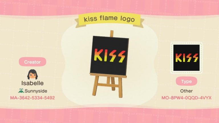 Animal Crossing: KISS fans flame version and a b/w version Also the last pic is how i used it ?