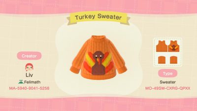 Animal Crossing: Made a Turkey Sweater just in time for Thanksgiving!