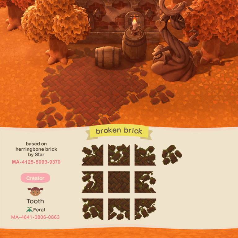 Animal Crossing: Made a worn brick path using Star’s ‘herringbone path’ as a template ?