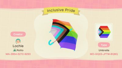 Animal Crossing: Made the Inclusive Pride Flag into an umbrella