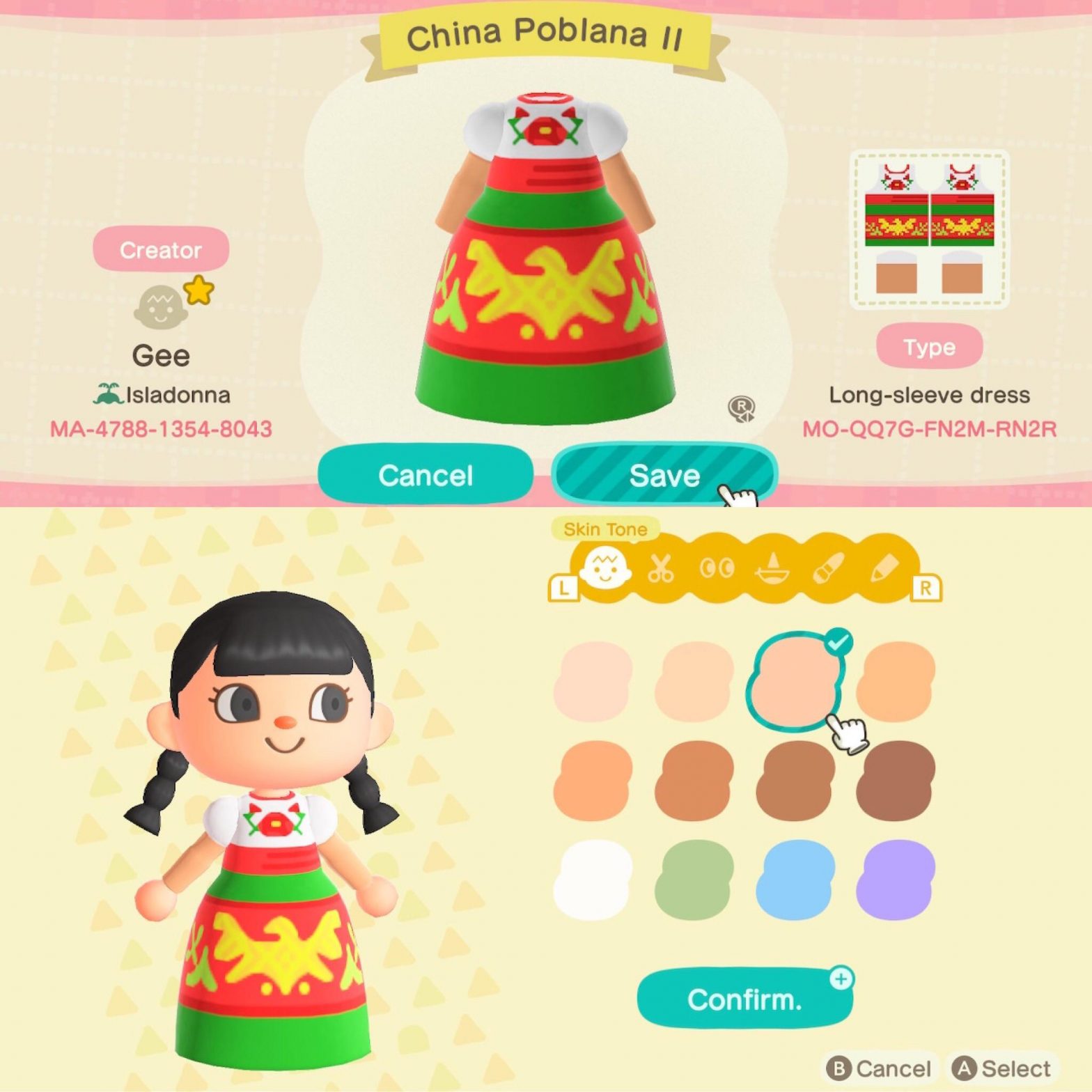 Animal Crossing Mexican Dress Series China Poblana Ii Nintendo Ds Action Replay Codes Animal Crossing Qr Codes