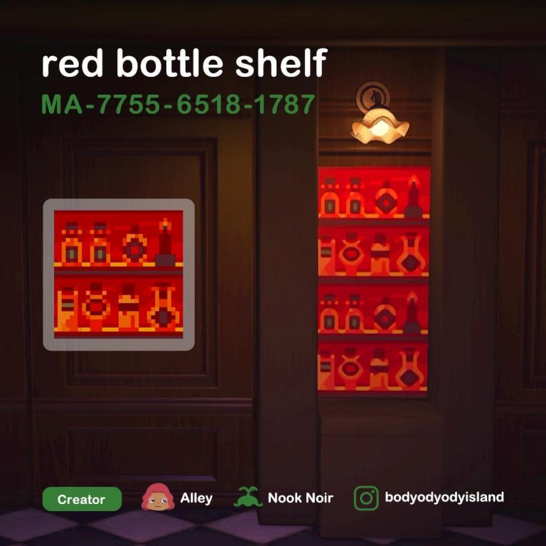 Animal Crossing: Moody deco bar! Tinctures, cordials, and other elixirs on backlit bar shelf??