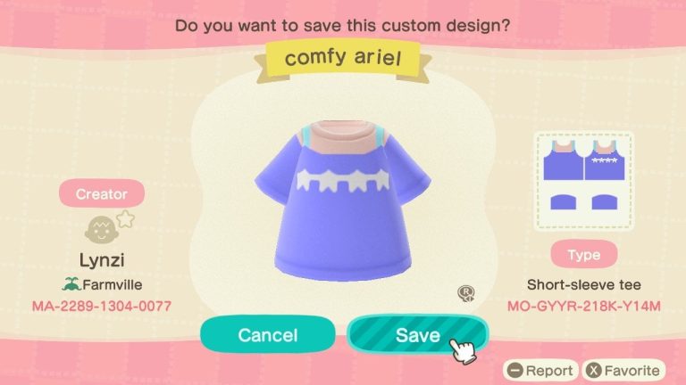 Animal Crossing: Request – Comfy princess shirts from Ralph Breaks The Internet (Cinderella, Pocahontas, Ariel)