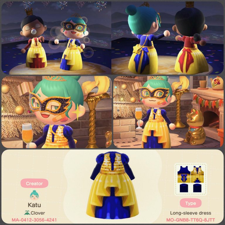 Animal Crossing: Sequin-top party gown for New Year’s! Grid included.