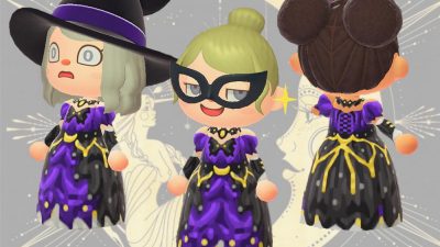 Animal Crossing: Sharing my First Design for Halloween is Lunar Witch Dress. 🌜😈✨ Enjoy!!💜🖤🥰