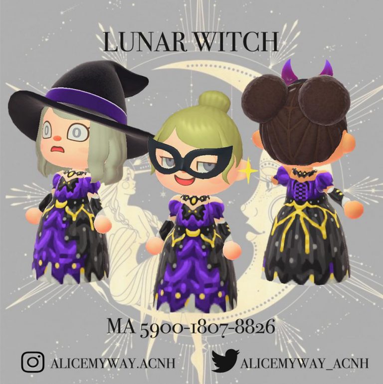 Animal Crossing: Sharing my First Design for Halloween is Lunar Witch Dress. ??✨ Enjoy!!???