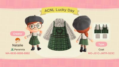 Animal Crossing: ☘️Top’o the evenin’ to ya! Please enjoy these St. Patty’s day overalls and may your March be luckier than last year’s… MA-6630-8698-898🍀