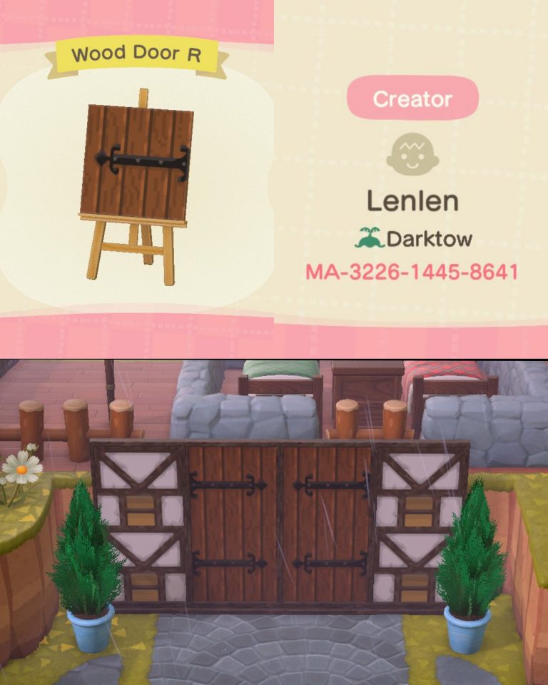 Animal Crossing: Updated my popular wooden door design and added a left and right option. By me, @lennonsweets on twitter.