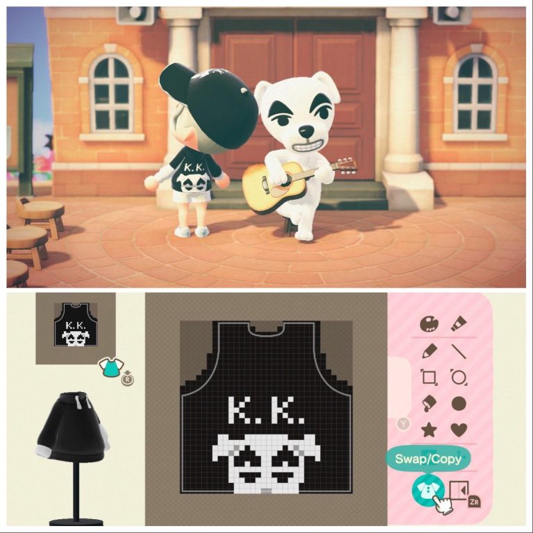 Animal Crossing: Wanted K.K. Slider merch to hang in my store (pixel grid included, code in comments)