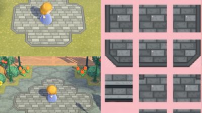 Animal Crossing: grey brick path with border and stairs!