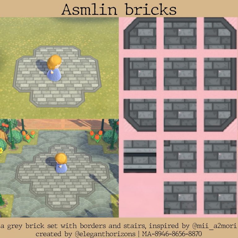 Animal Crossing: grey brick path with border and stairs!